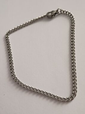 Men's Silver Chain Bracelet Classic Cuban Link